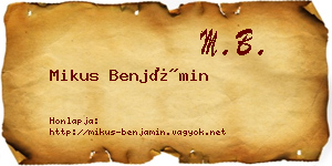 Mikus Benjámin névjegykártya